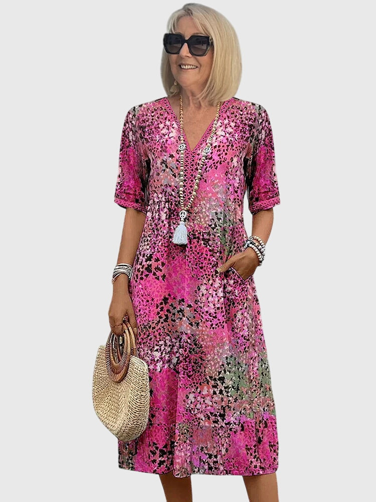 Yvonna | Elegant Floral Midi Dress