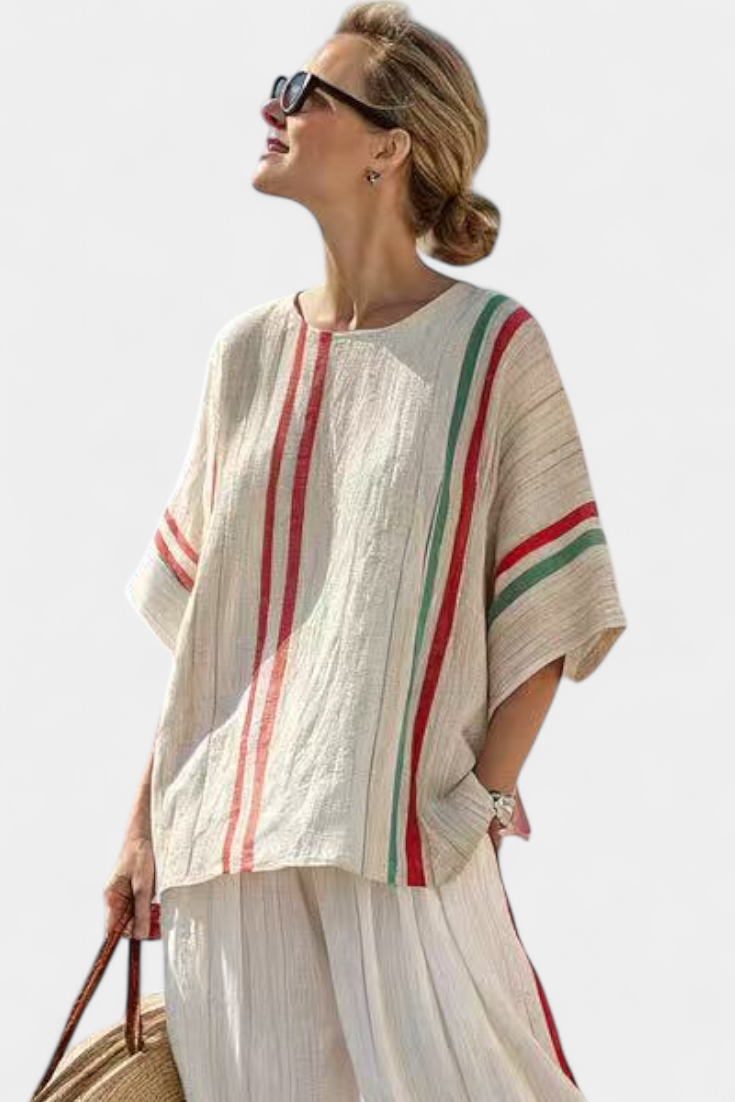 Truvane | Comfortable Boho Print Blouse & Loose-Fit Pants