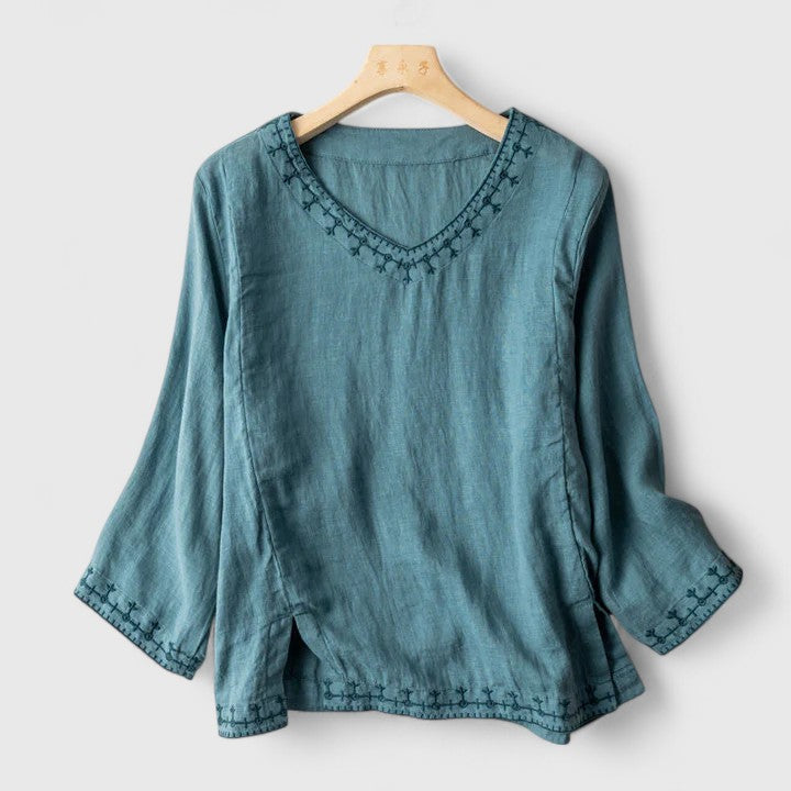 Taysia | Elegant V-Neck Blouse