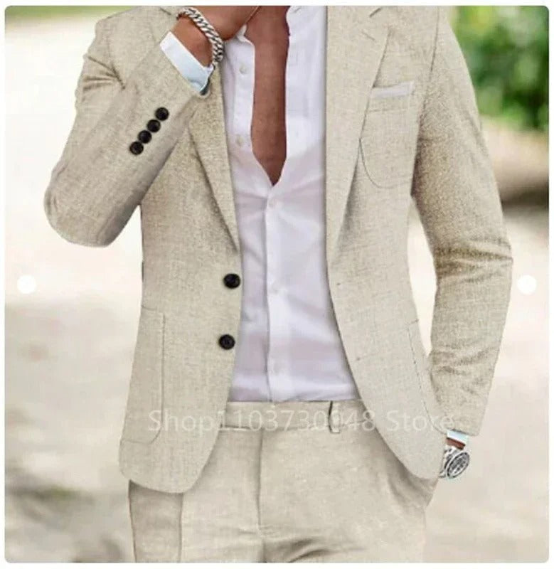 William | Men's Linen Suit Two Piece Summer Blazer Pants Set