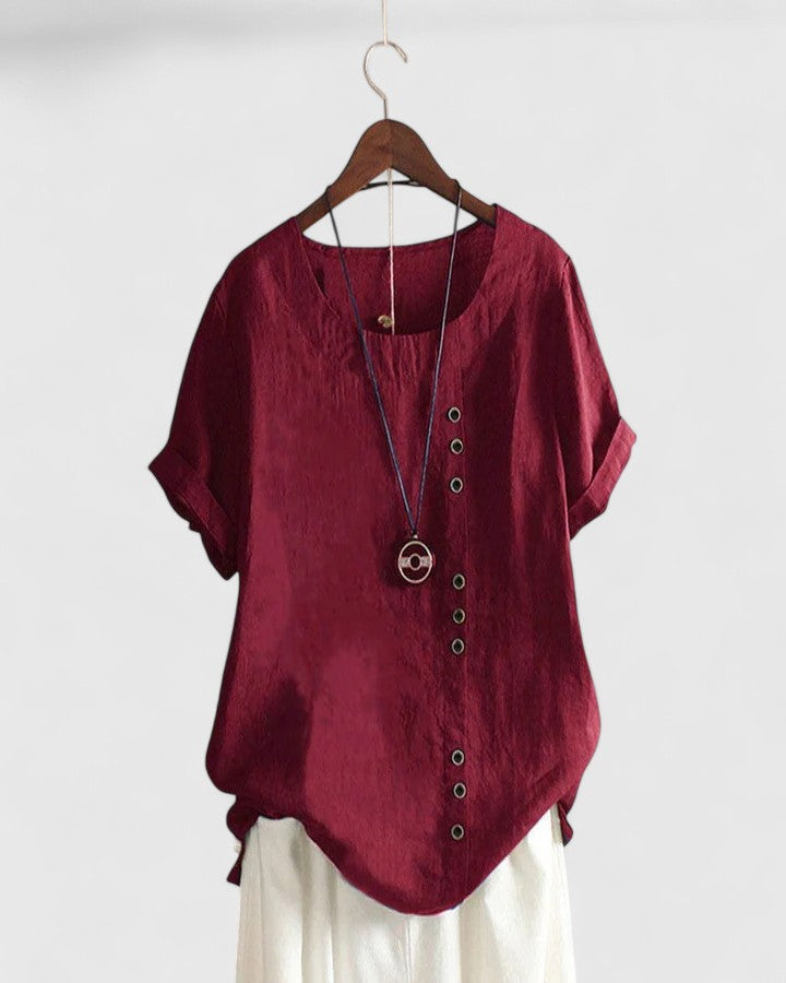 Elisavie | Comfortable Short Sleeve Blouse