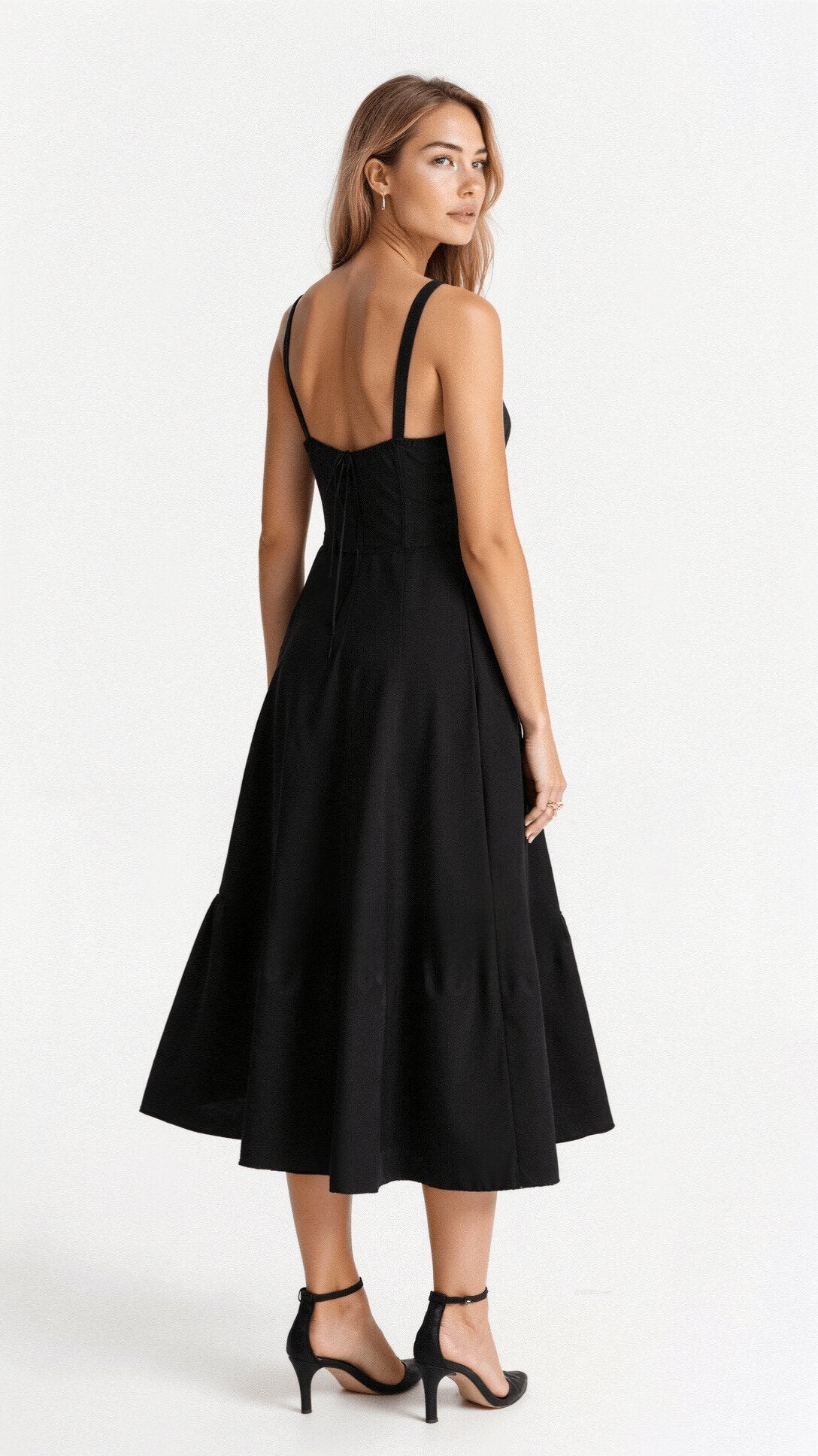 Amelia | Floral Corset Midi Dress Sweetheart Neckline