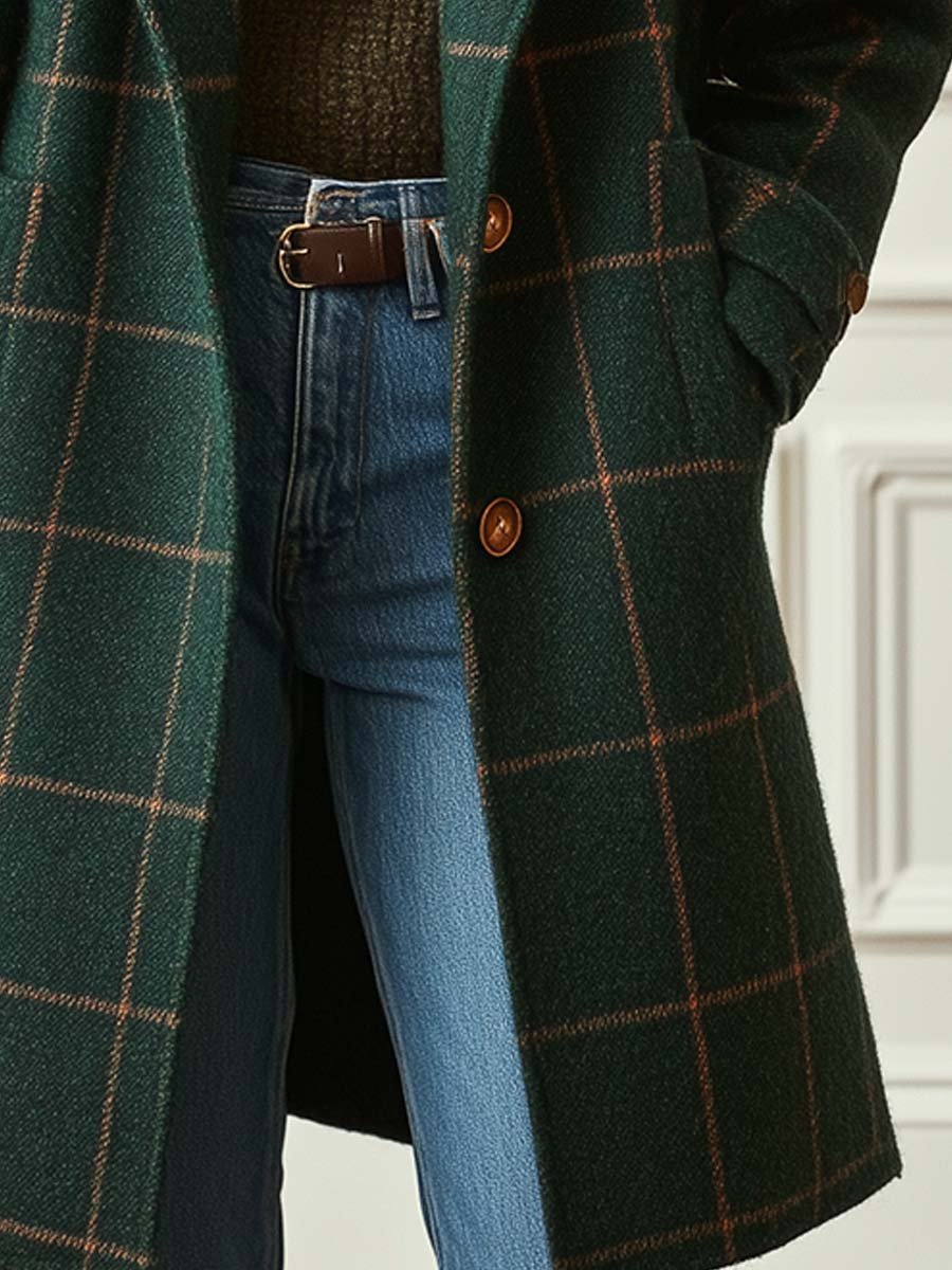 Jennifer Wool Check Coat