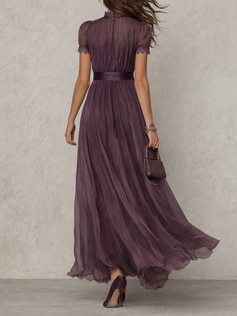 Scarlett | Maxi Dress Short Sleeve Keyhole Neckline Puff Sleeve