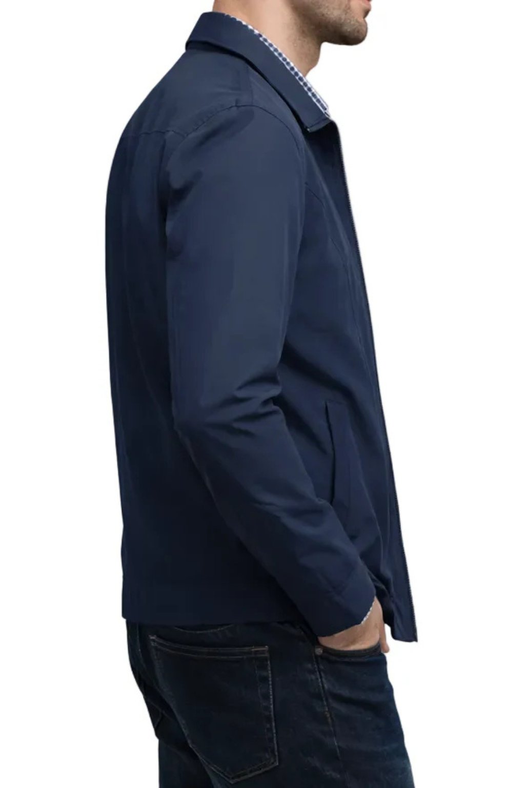 Lucas | Men's Harrington Jacket Zip Front Check Lining
