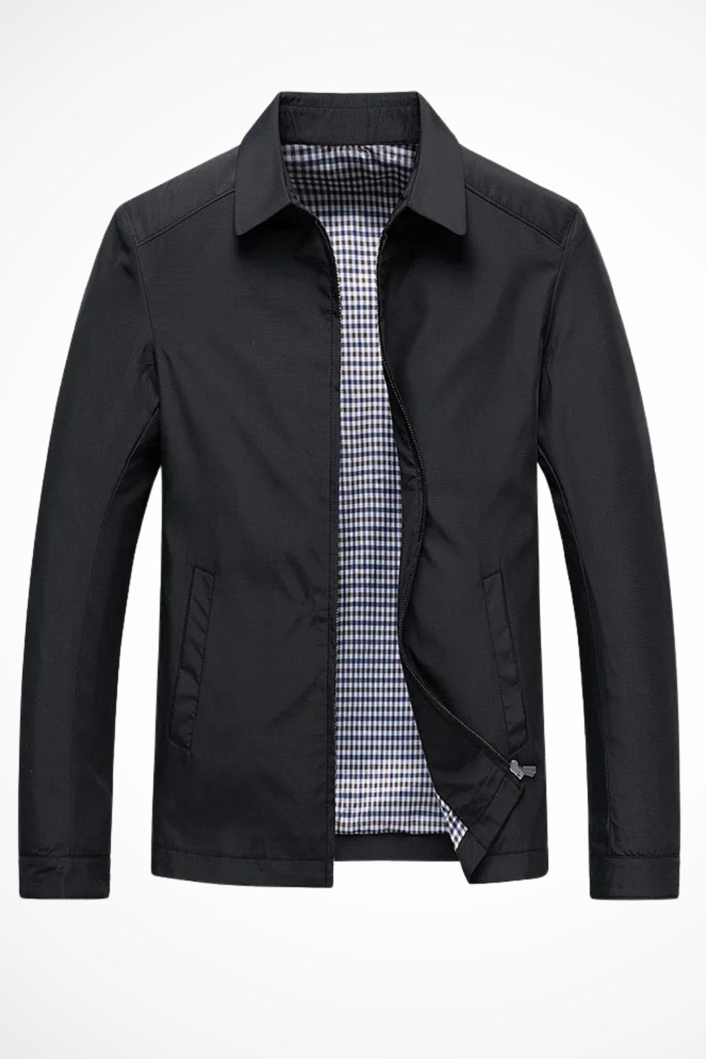 Lucas | Men's Harrington Jacket Zip Front Check Lining
