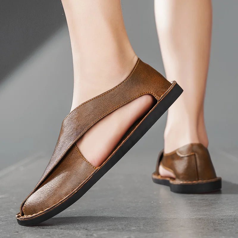 Lucas | Men's Leather Slide Sandals Italian Calfskin Contoured Foam