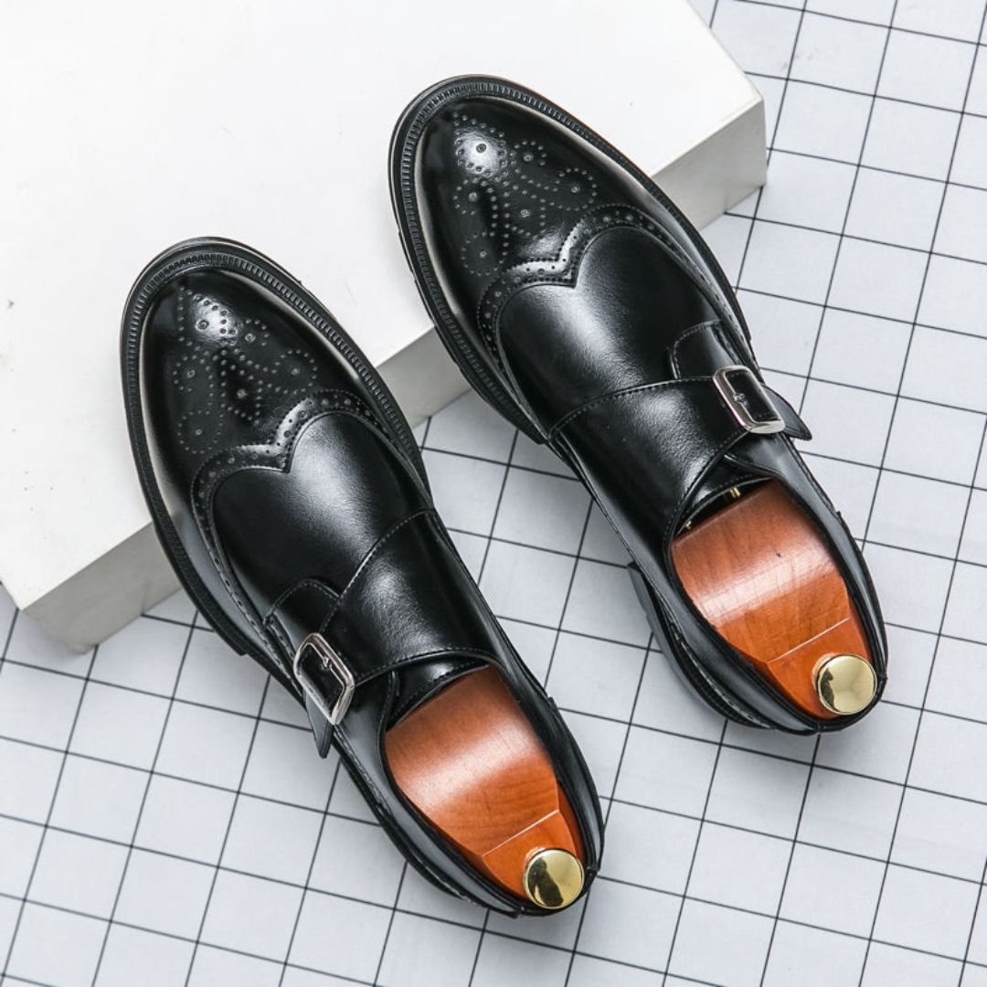 Ryan | Men's Leather Wingtip Monk Strap Brogue Dress Shoes