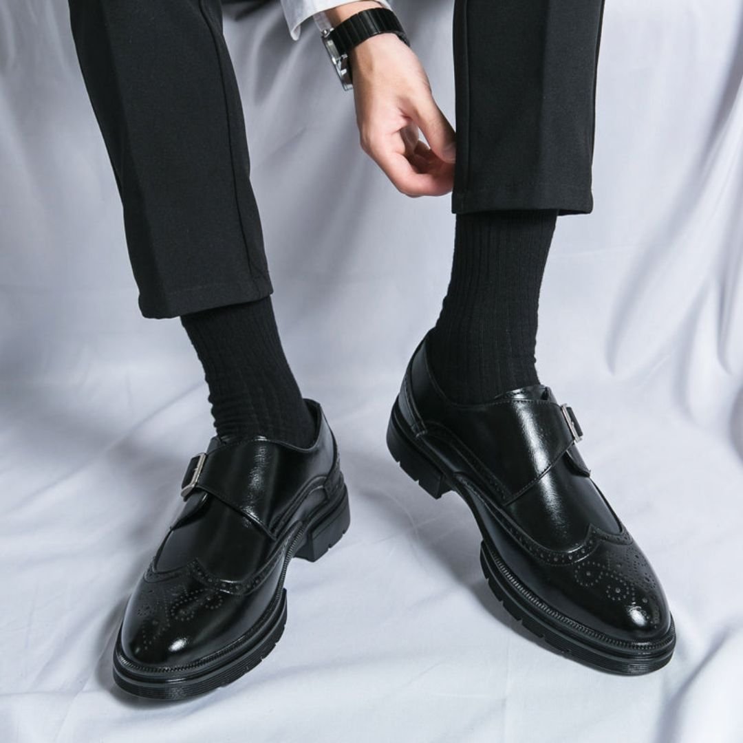 Men's Leather Wingtip Monk Strap Brogue Dress Shoes