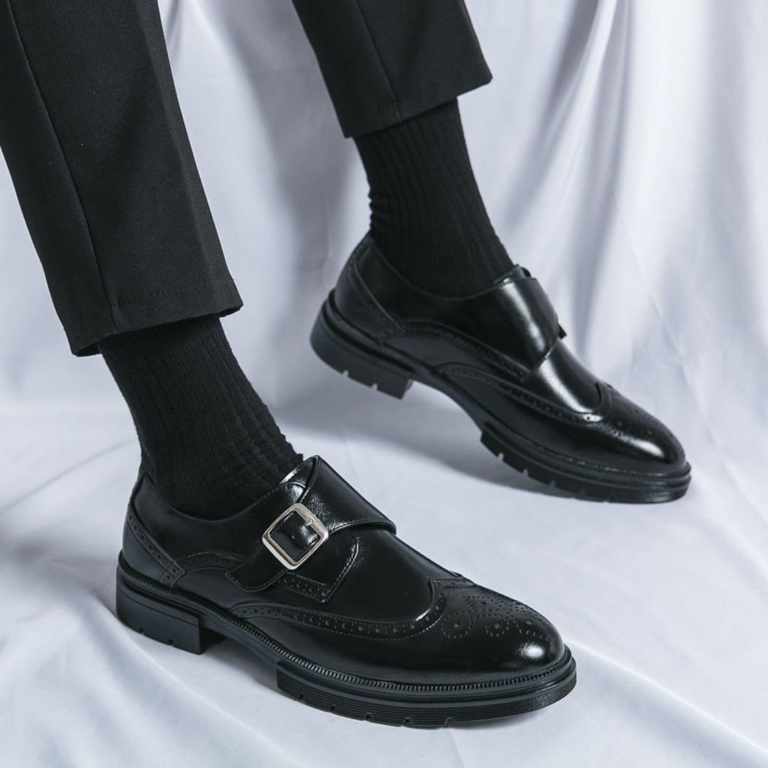 Ryan | Men's Leather Wingtip Monk Strap Brogue Dress Shoes