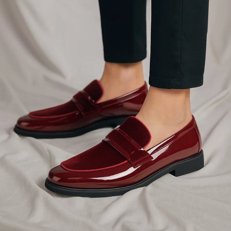 James | Men's Penny Loafers Italian Leather Suede Detail Slip-On
