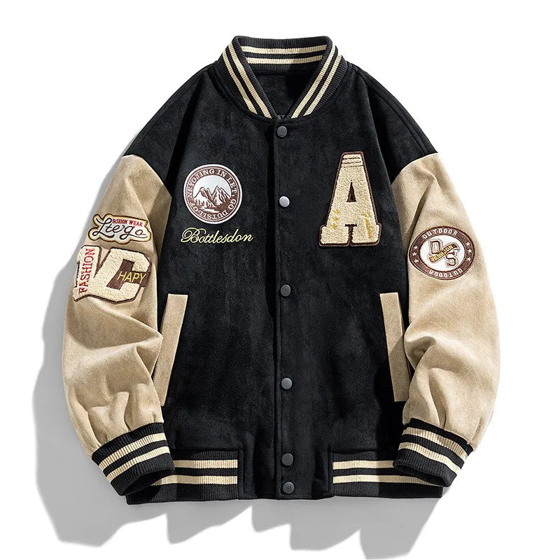 Anthony | Men's Varsity Button Up Bomber Jacket