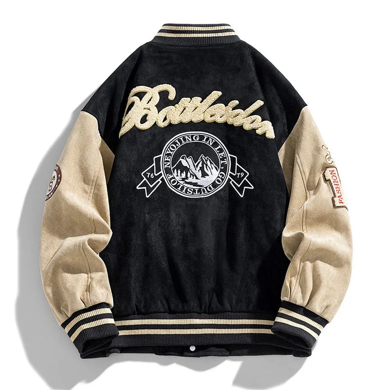 Anthony | Men's Varsity Button Up Bomber Jacket