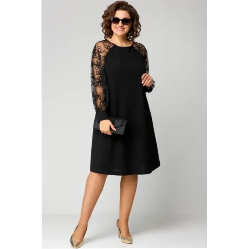 Madison | Plus Size Lace Sleeve Dress A-Line Knee Length Elegant