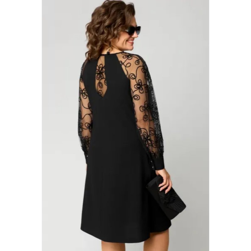 Madison | Plus Size Lace Sleeve Dress A-Line Knee Length Elegant
