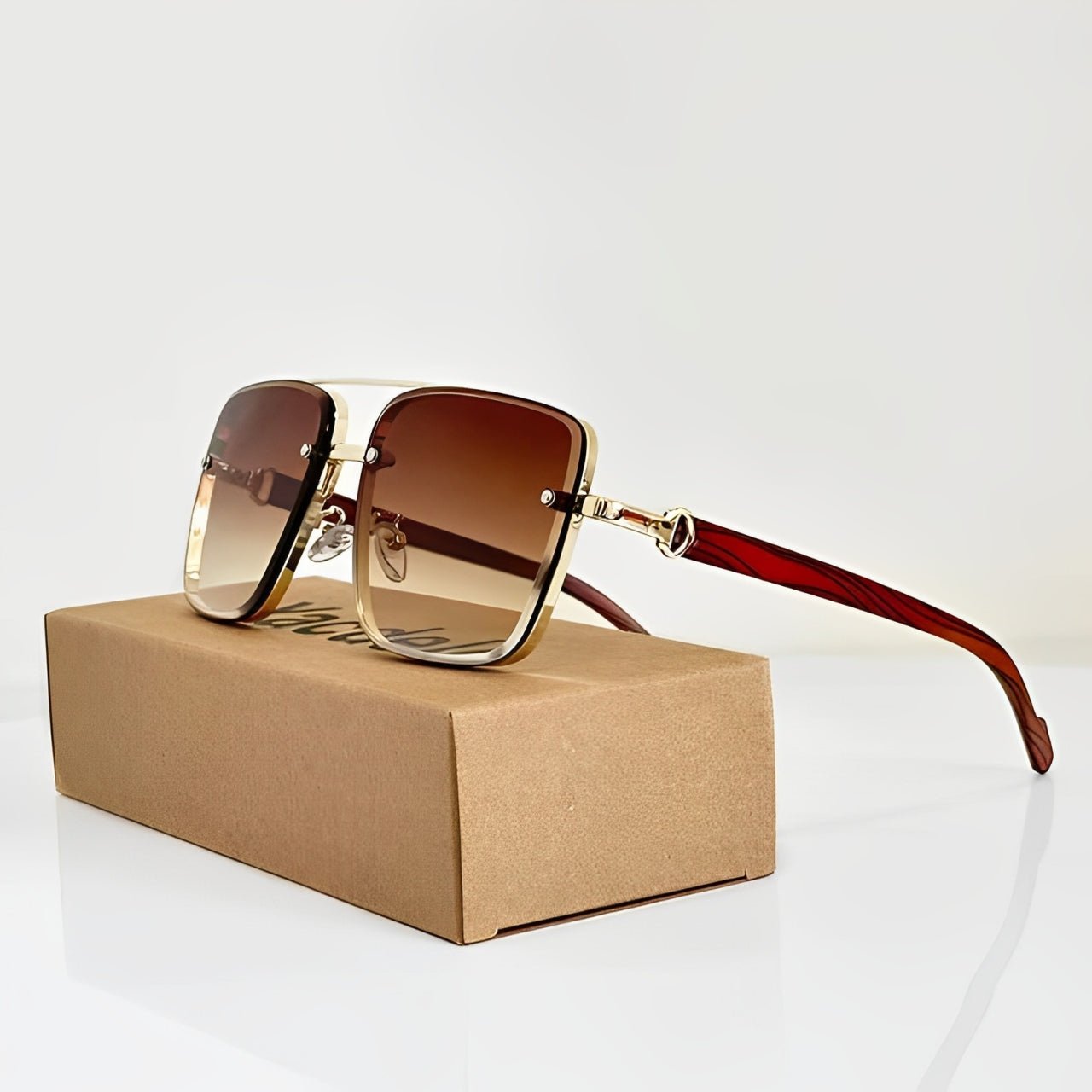 Sunglasses Aviator Style Gradient Lens UV400 Protection - Brown