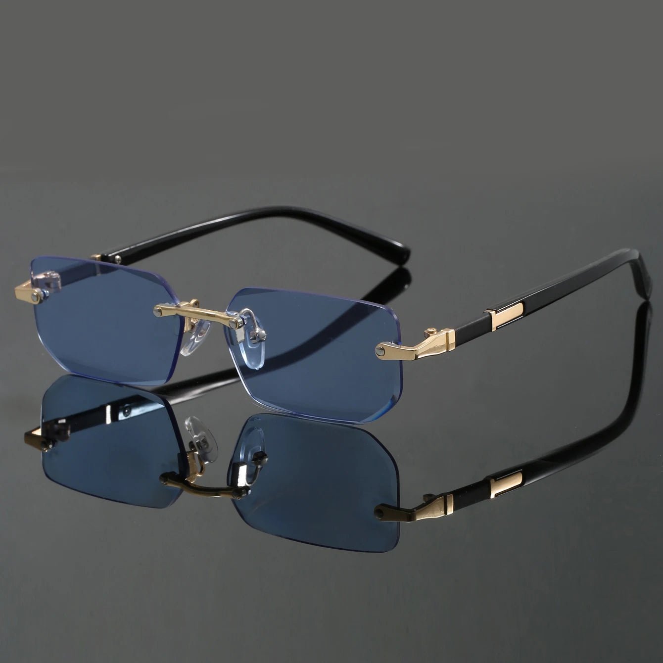 Sunglasses Rimless Cut Edge UV400 Protection Lightweight - Blue
