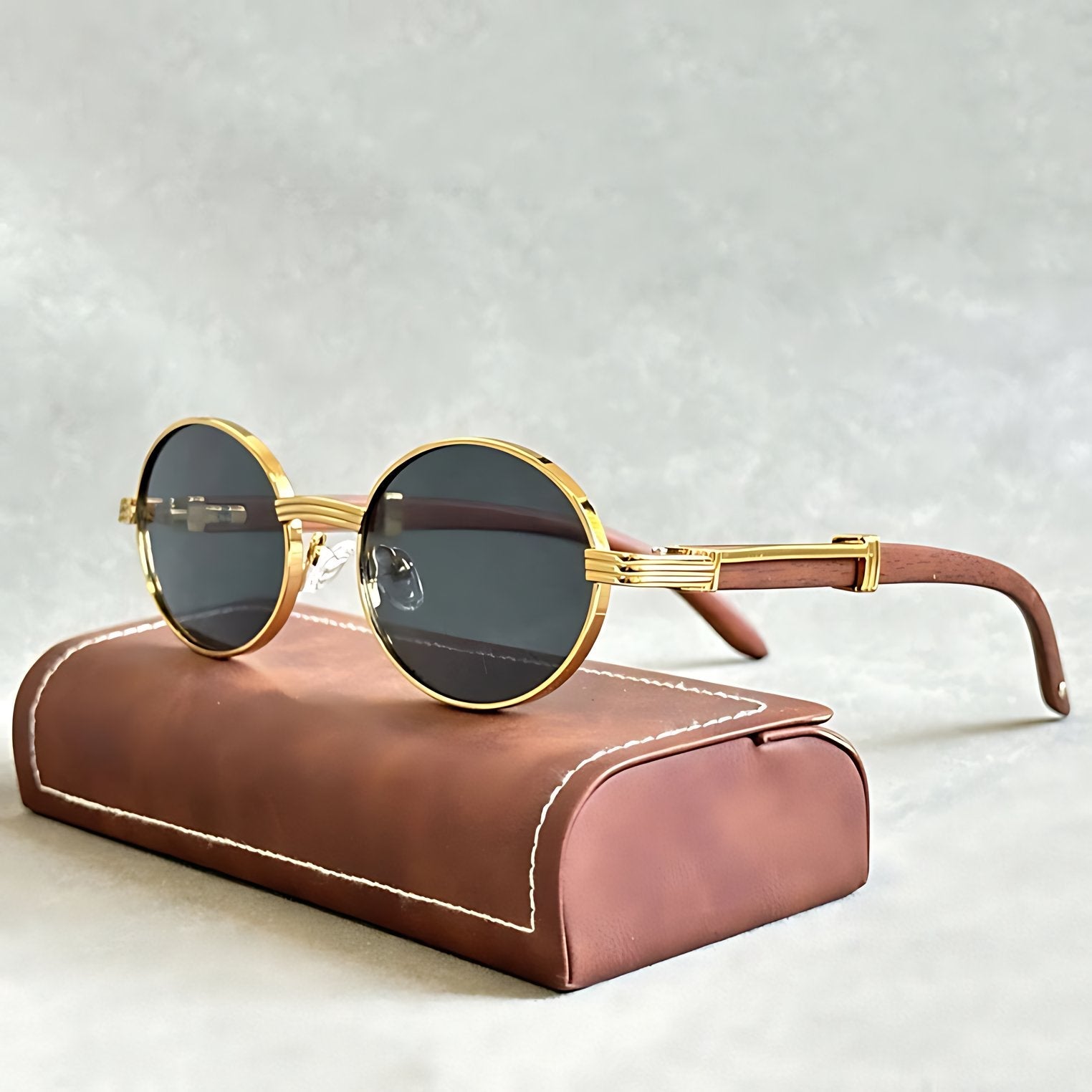 Sunglasses Round Gold Frame Designer UV400 Protection - Golden Goose