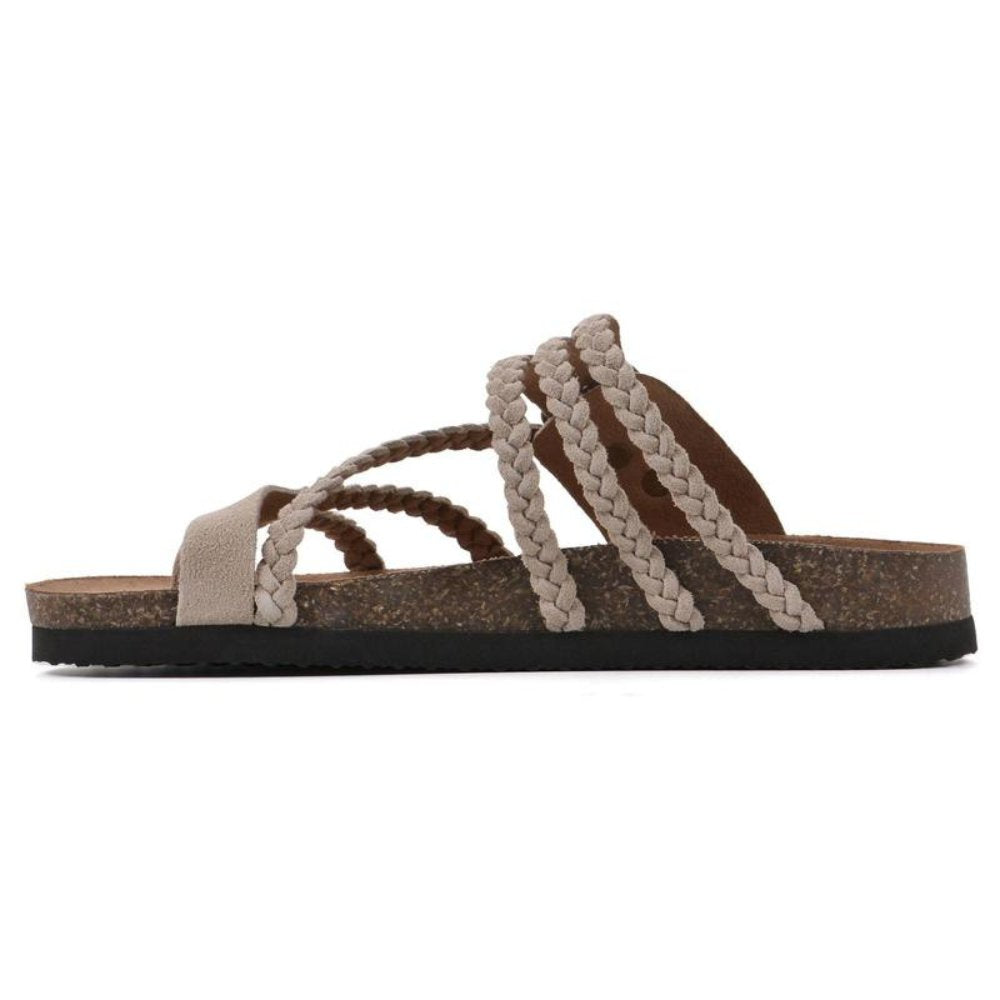Olivia | Women's Braided Strap Buckle Sandals Cork Sole