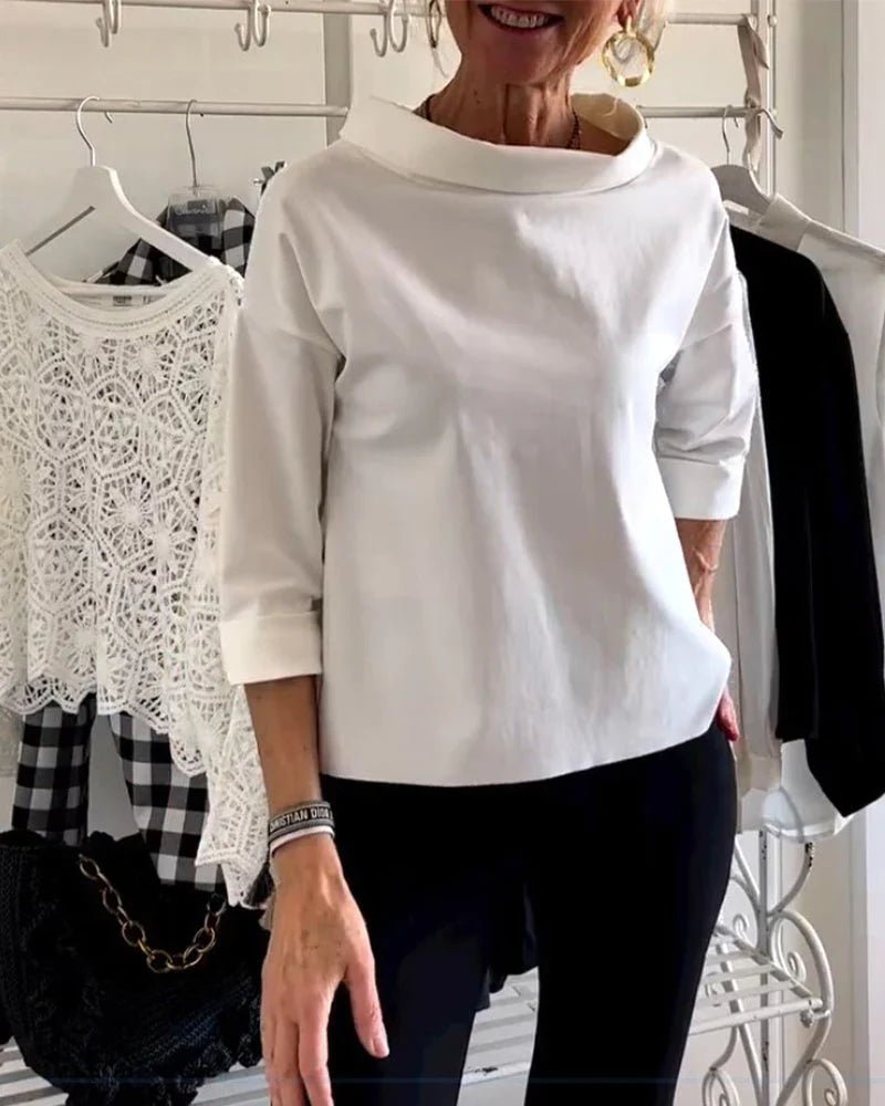 Mia | Women's Cowl Neck Top 3/4 Sleeve Relaxed Fit