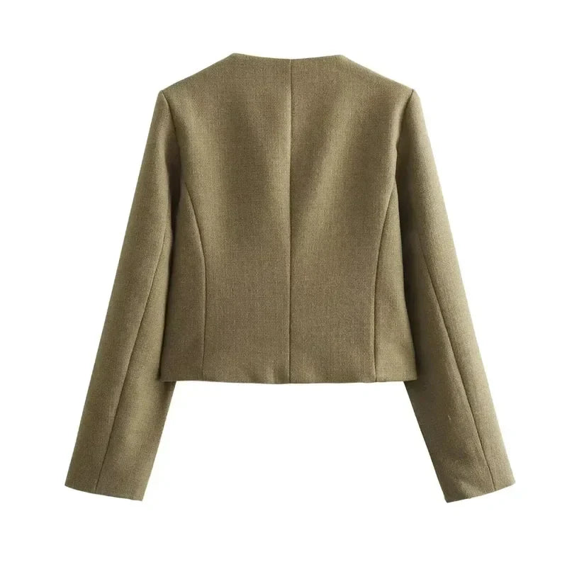 Brooklyn | Women's Cropped Button Front Bomber Jacket