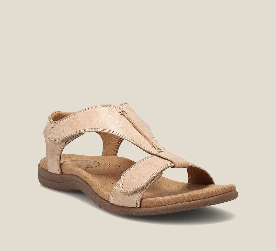 Women's Open Toe Sandals Adjustable Straps Comfort Footbed - Beige