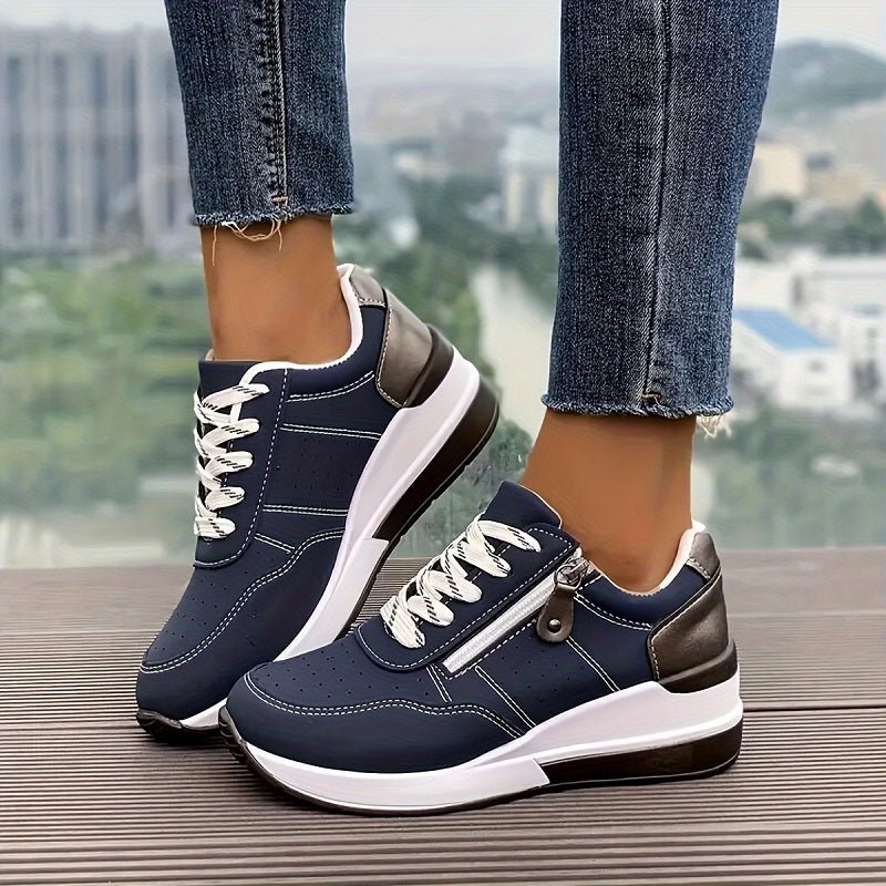 Women's Orthopedic Sneakers Low Cut Lace-Up Comfort Walking - Blue