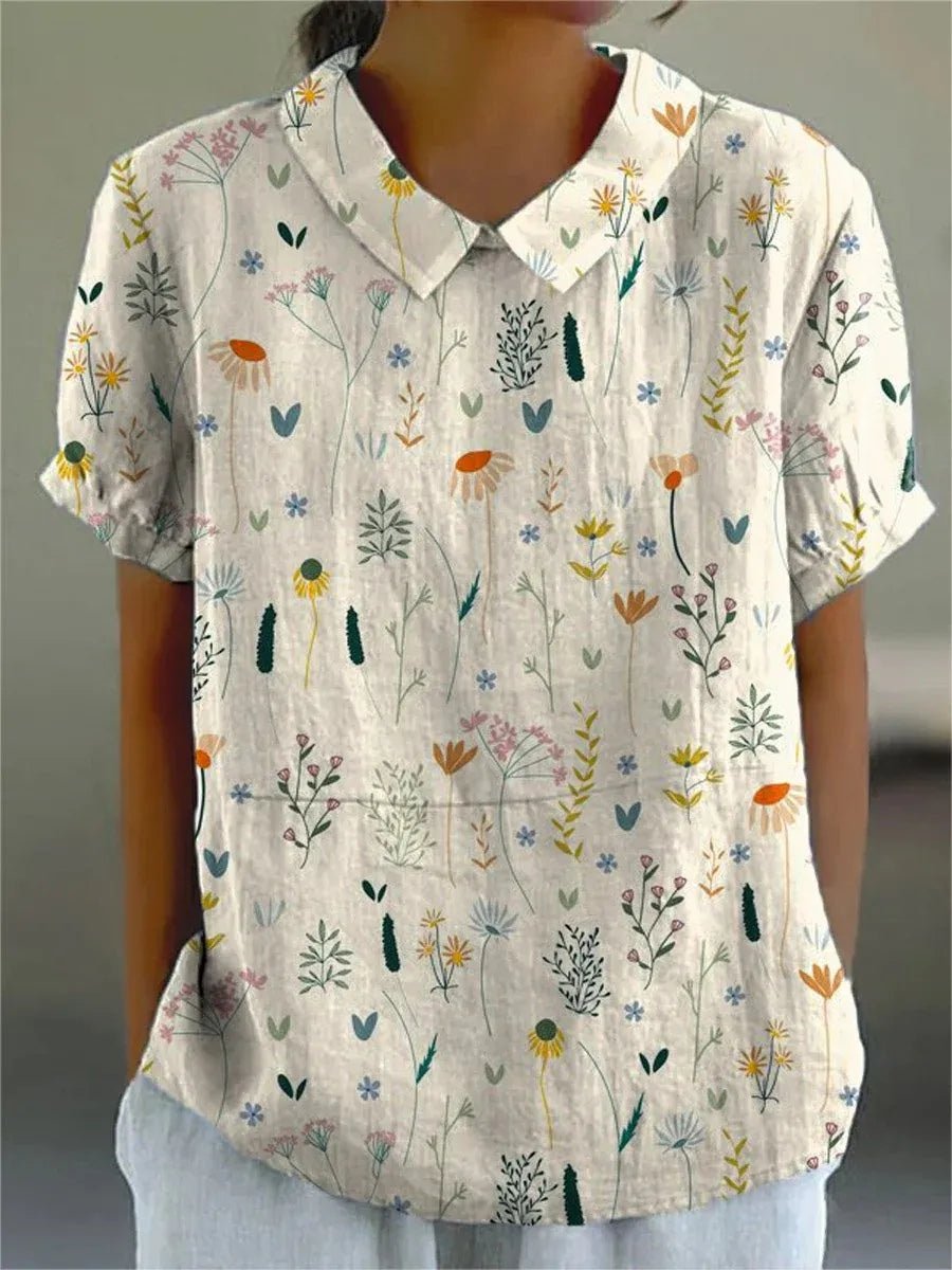 Mia | Women's Polo Shirt Floral Print Short Sleeve Collar