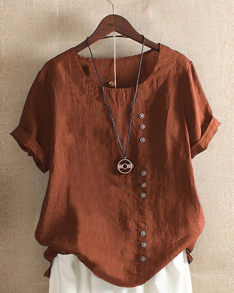 Peyton | Women’s Casual Button Detail Linen Blouse
