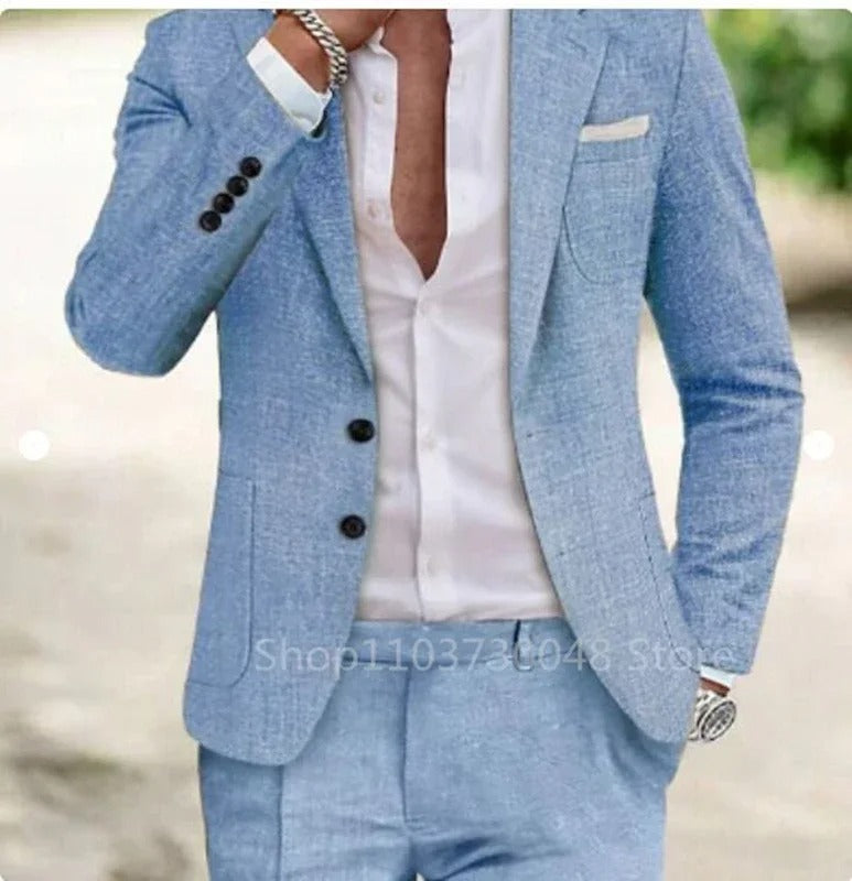 William | Men's Linen Suit Two Piece Summer Blazer Pants Set