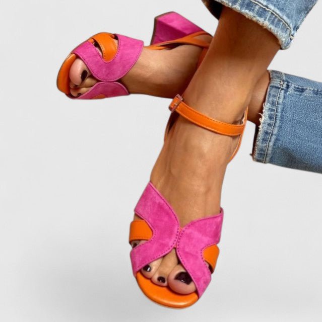 Block Heel Sandals Ankle Strap Orthopedic Comfort - Pink