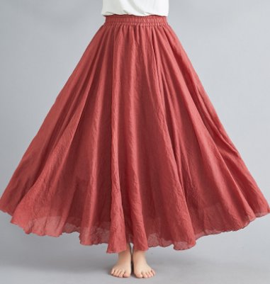 Boho Maxi Skirt High Waist Cotton Flowing A-Line - Altrosa