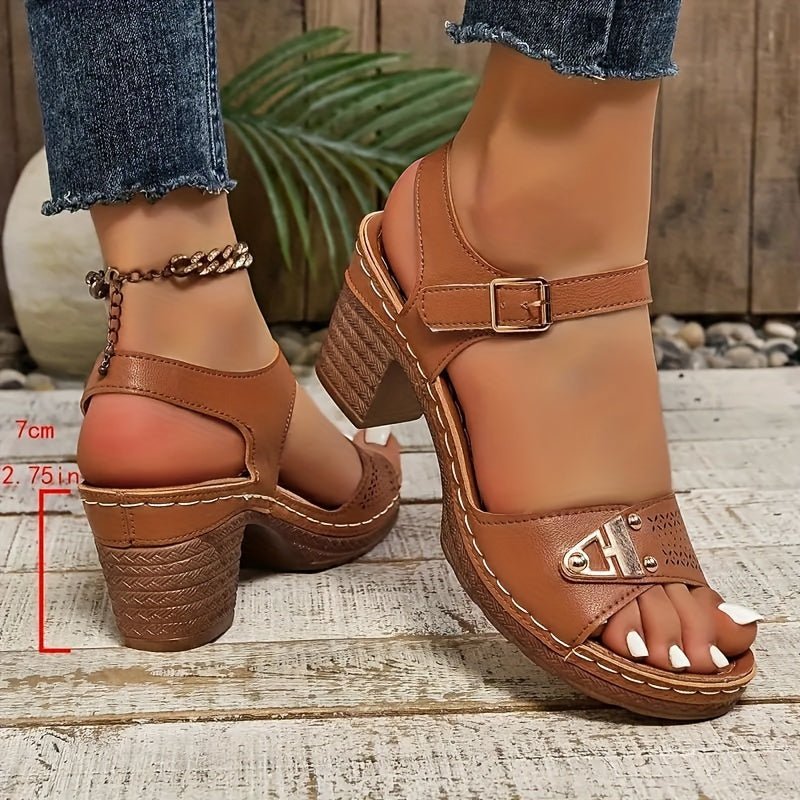 Evelyn | Cross-Strap Sandals Block Heel Platform Cushioned