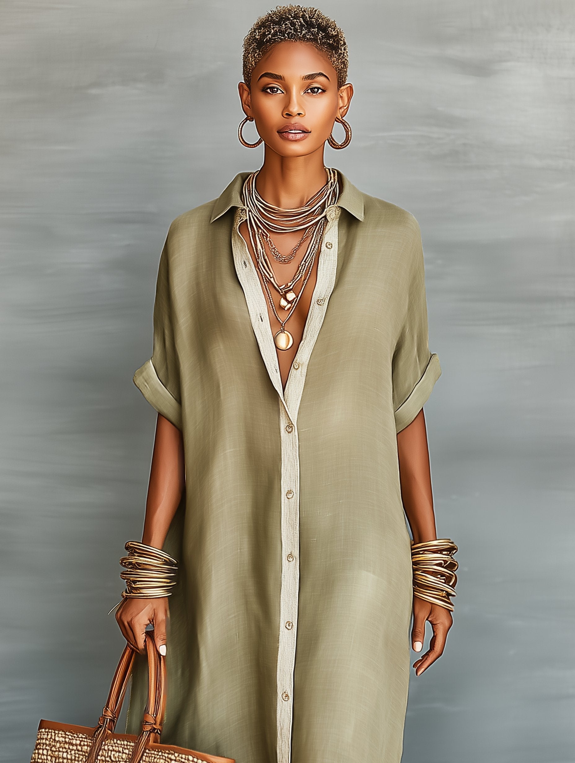 Harper | Maxi Shirt Dress Linen Blend Short Sleeve Minimalist
