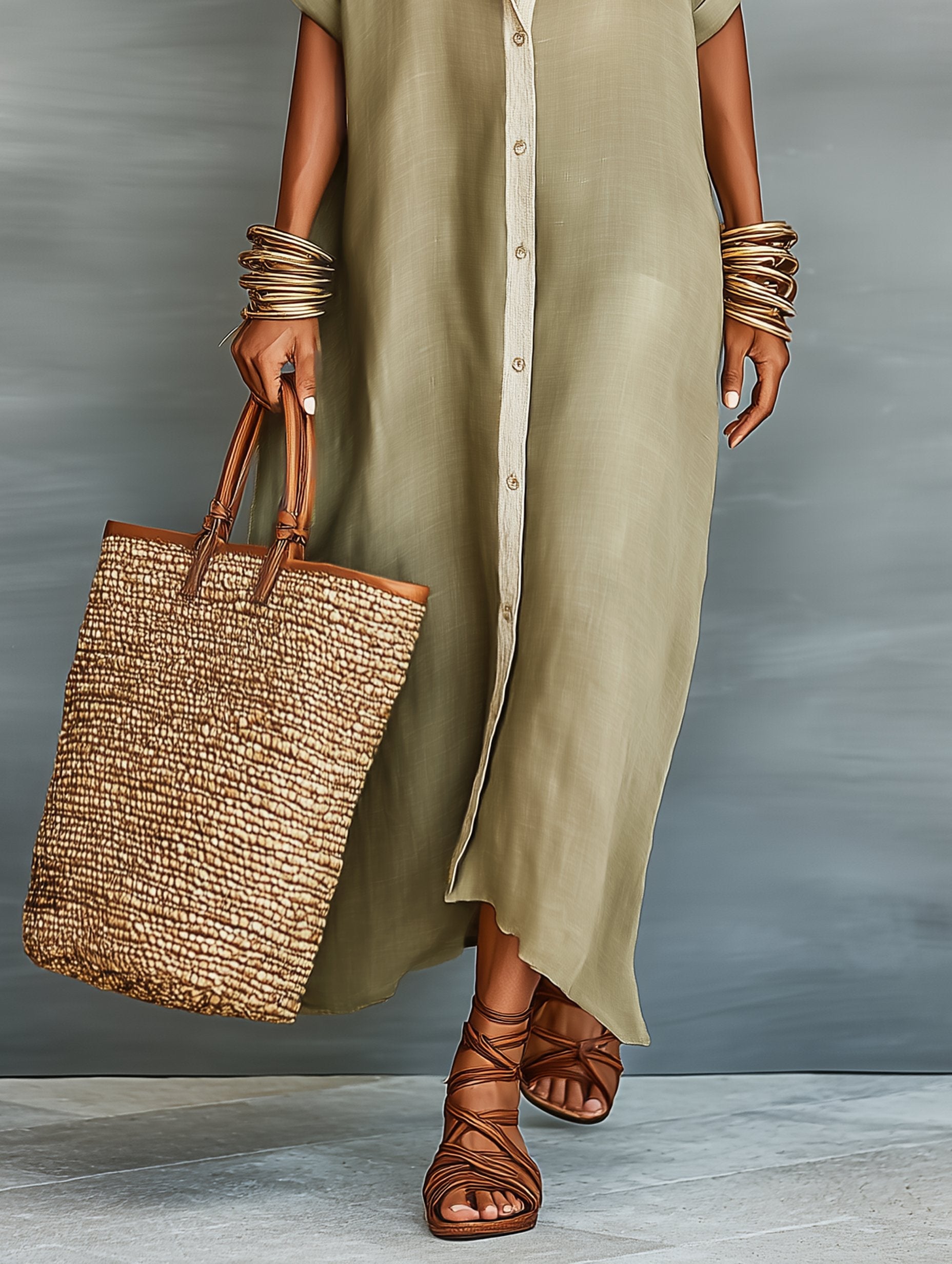 Harper | Maxi Shirt Dress Linen Blend Short Sleeve Minimalist