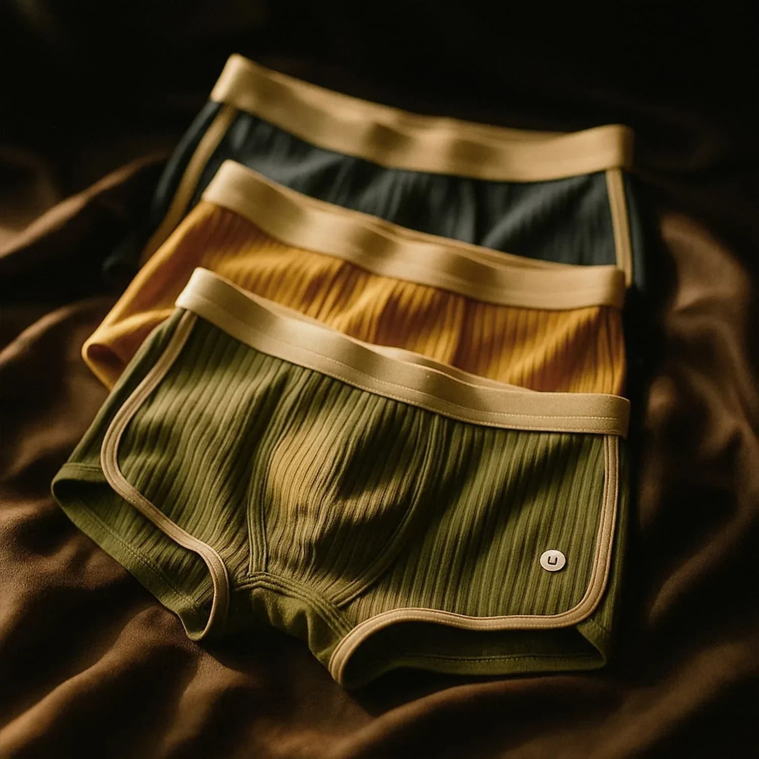 Men's Boxer Briefs Cotton Ribbed Comfort Fit Breathable