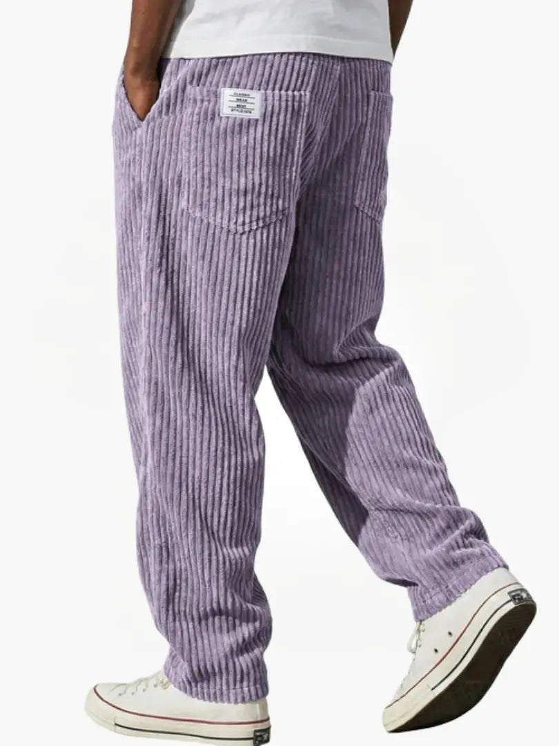 Men's Corduroy Pants Relaxed Fit Drawstring Waist - Lila