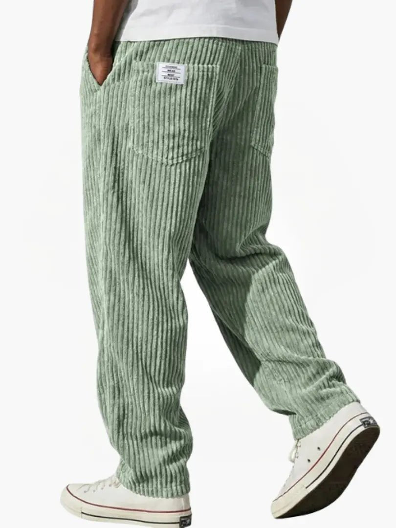 Men's Corduroy Pants Relaxed Fit Drawstring Waist - Hellgrün