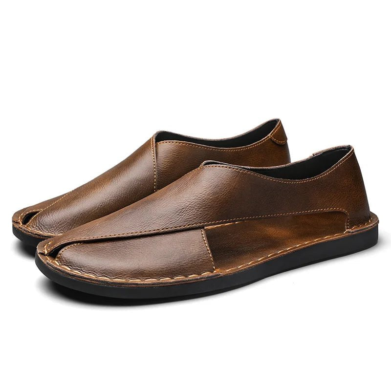 Lucas | Men's Leather Slide Sandals Italian Calfskin Contoured Foam