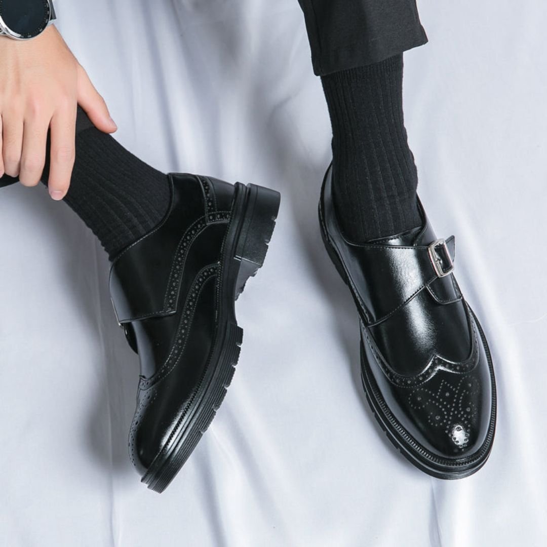 Ryan | Men's Leather Wingtip Monk Strap Brogue Dress Shoes