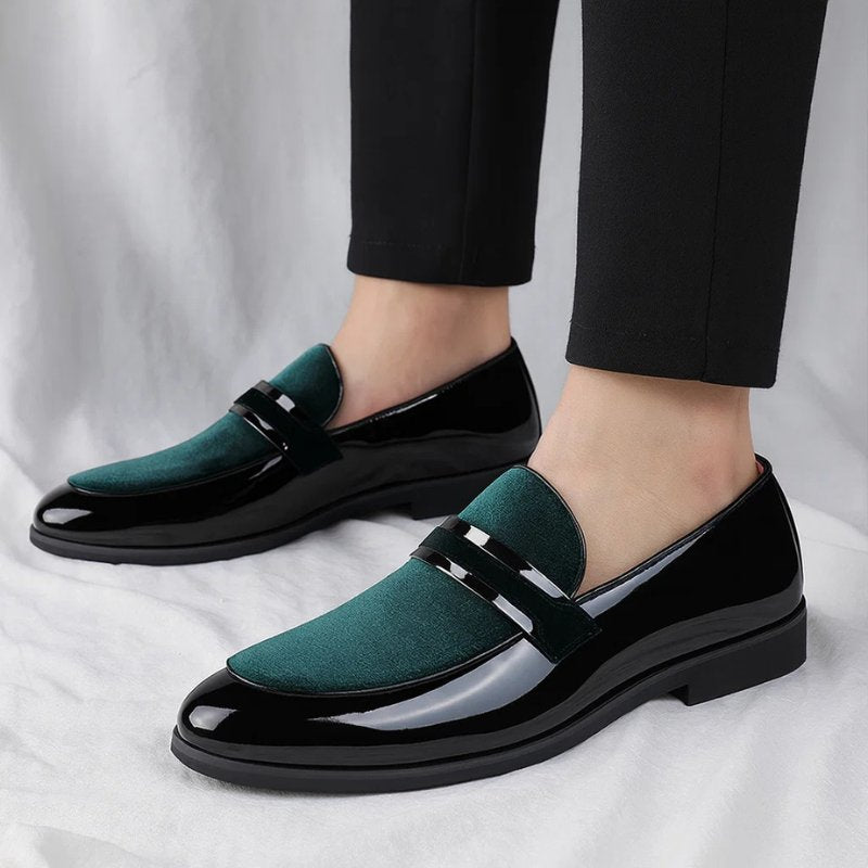 James | Men's Penny Loafers Italian Leather Suede Detail Slip-On