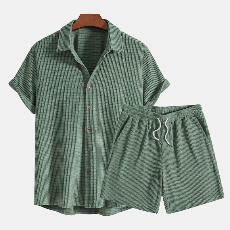 Leo | Men's Two Piece Casual Shirt Shorts Set