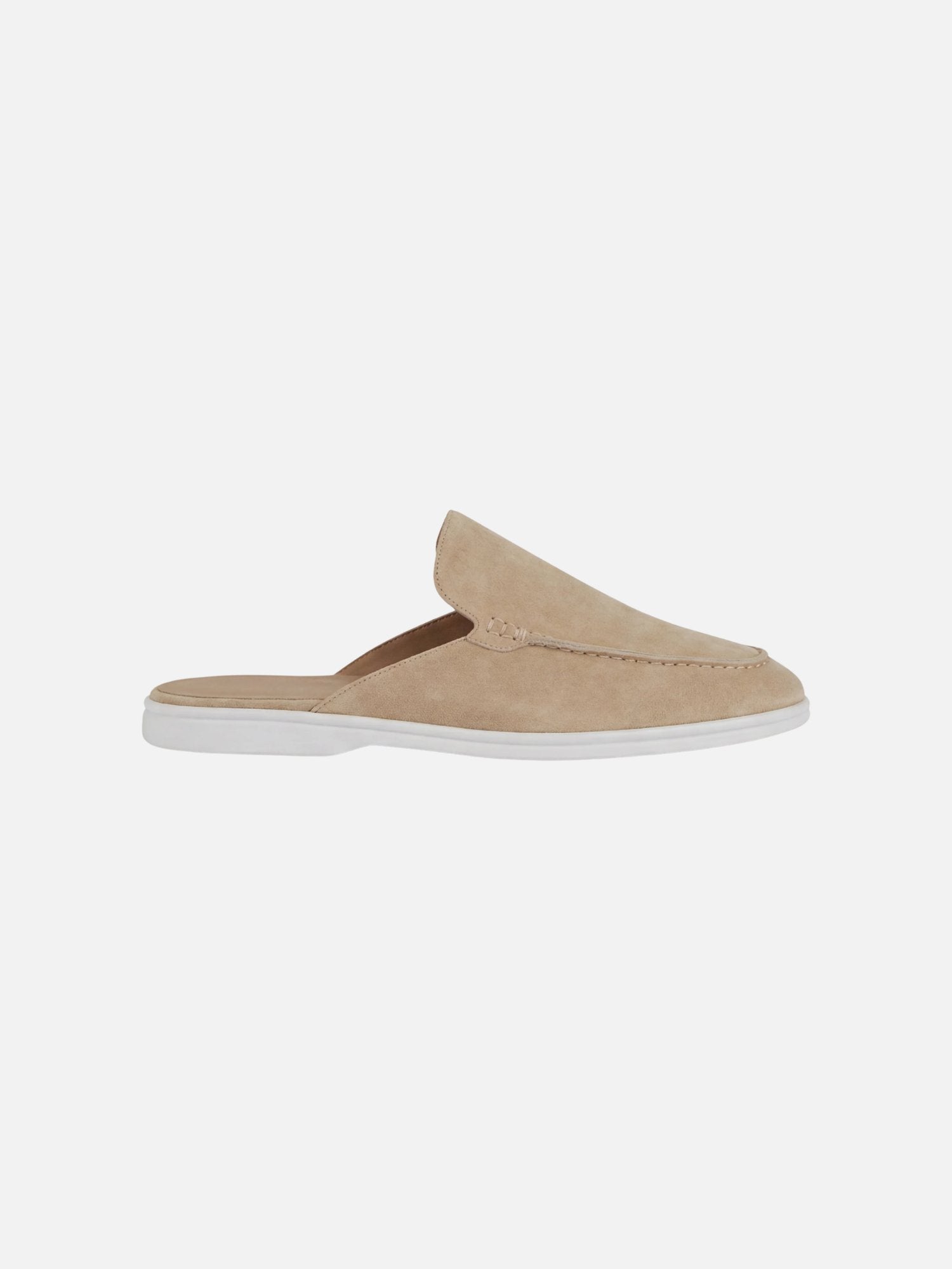 Men's Slip-On Mules Open Heel Stitched Detail Casual - Beige