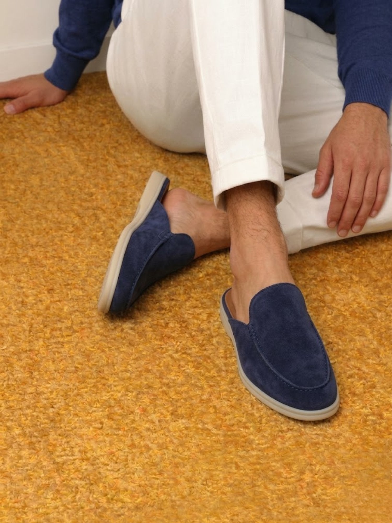 Men's Slip-On Mules Open Heel Stitched Detail Casual