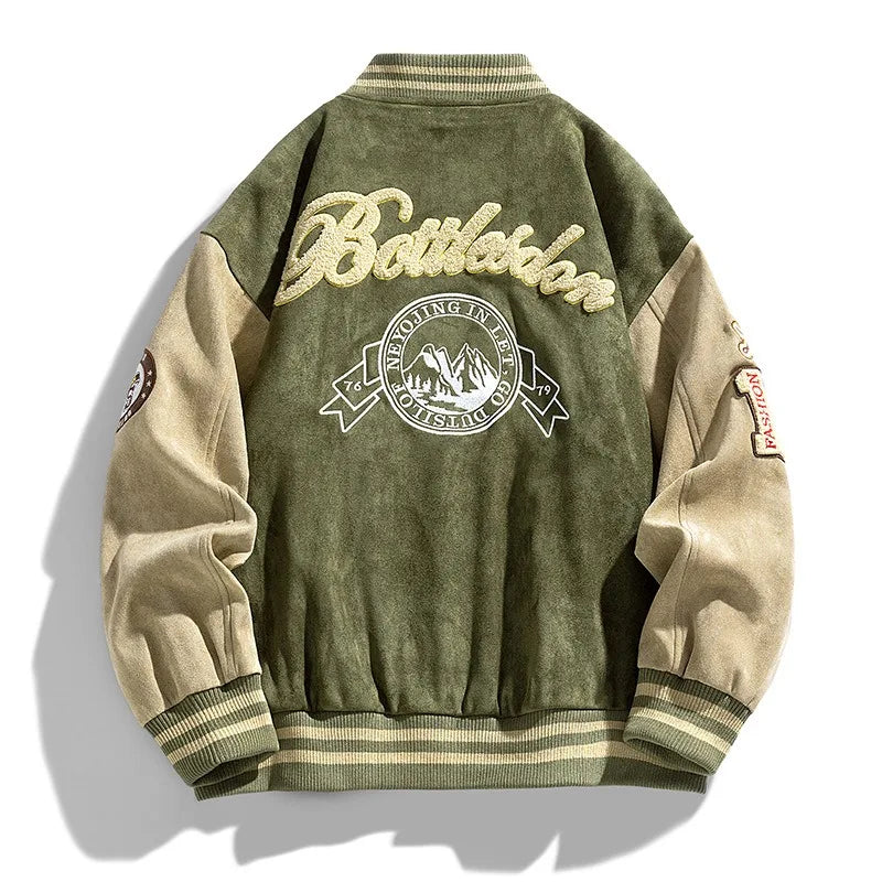 Anthony | Men's Varsity Button Up Bomber Jacket