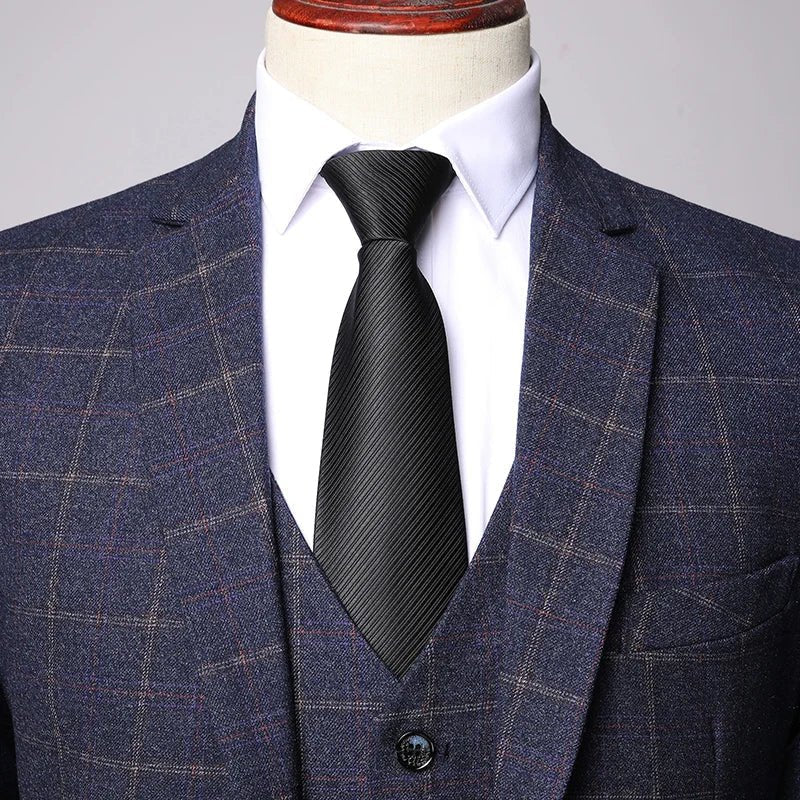 Lucas | Men's Tailored Three-Piece Windowpane Check Suit