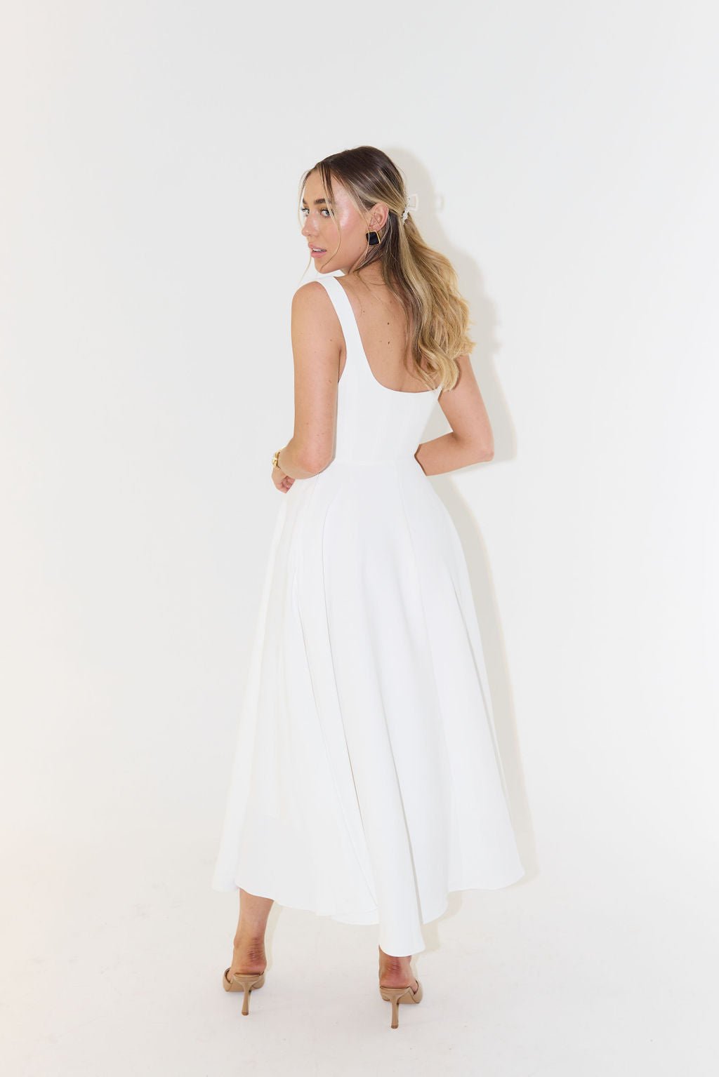 Penelope | Midi Dress Square Neckline A-Line Sleeveless