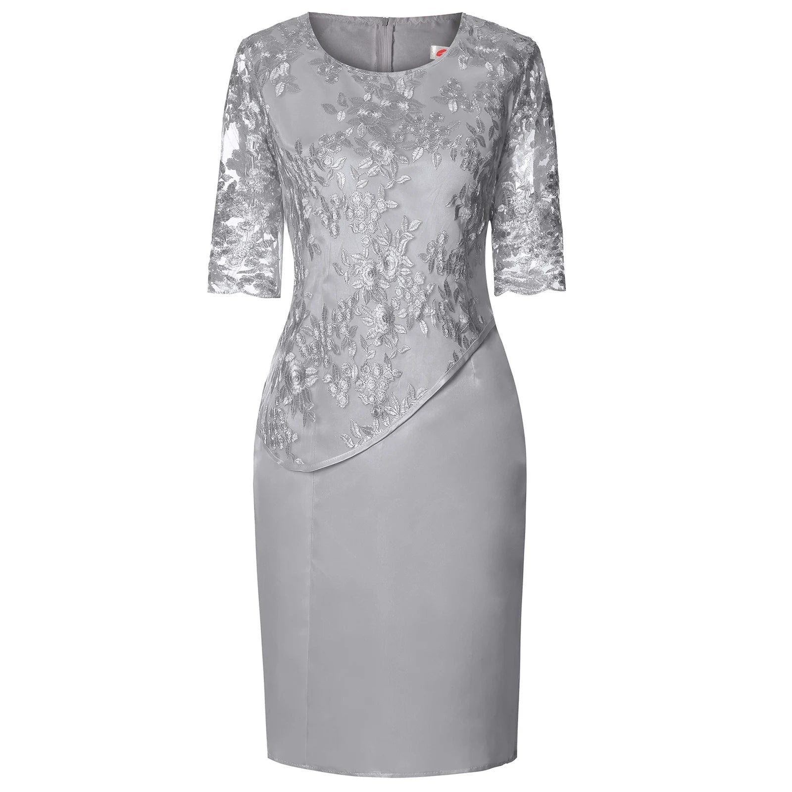 Isabella | Plus Size Lace Midi Dress Floral Embroidered Formal