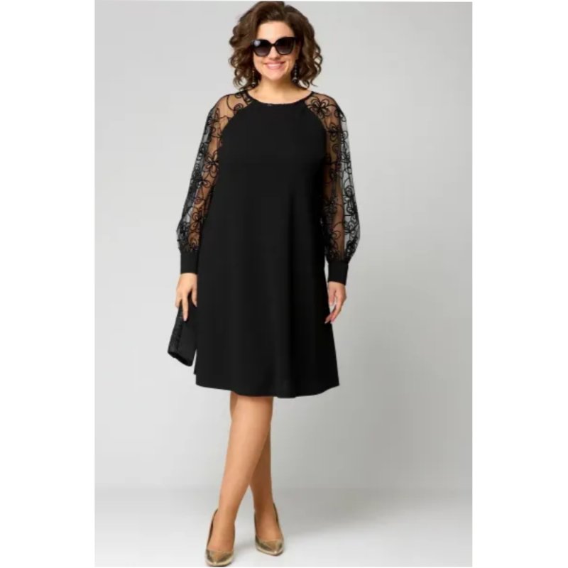Madison | Plus Size Lace Sleeve Dress A-Line Knee Length Elegant
