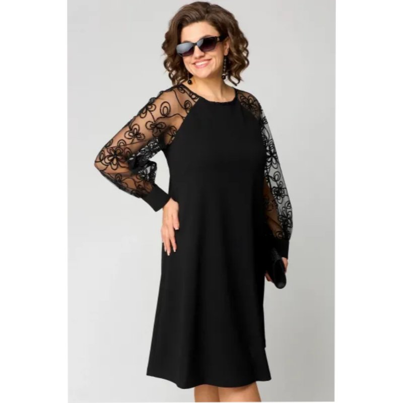 Madison | Plus Size Lace Sleeve Dress A-Line Knee Length Elegant